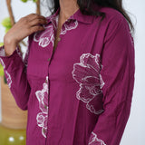 Burgundy cotton night suit