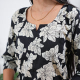 Black roses round neck cotton co-ords set