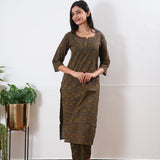 Brown round neck cotton co-ords set