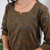 Brown round neck cotton co-ords set