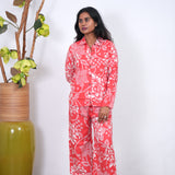 Peach cotton night suit
