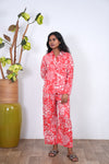 Peach cotton night suit
