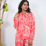 Peach cotton night suit