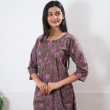 Grey round neck cotton co-ords set