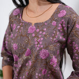 Grey round neck cotton co-ords set