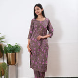 Grey round neck cotton co-ords set