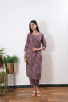 Grey round neck cotton co-ords set
