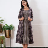 Grape overcoat cotton midi dress
