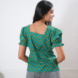 Turquoise button down cotton top