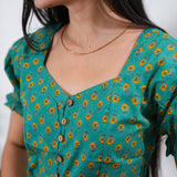 Turquoise button down cotton top