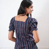 Blue stripes button down cotton top