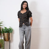 Black button down cotton top