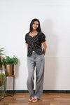 Black button down cotton top