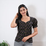 Black button down cotton top