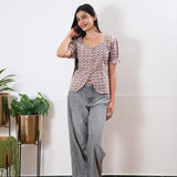Pink roses button down cotton top