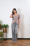 Pink roses button down cotton top