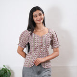 Pink roses button down cotton top