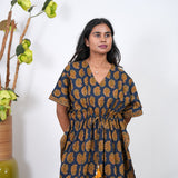 Royal blue paisley cotton kaftan