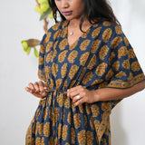 Royal blue paisley cotton kaftan