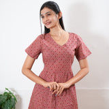 Mauve butta cotton midi dress