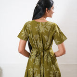 Grass green cotton midi dress