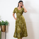 Grass green cotton midi dress