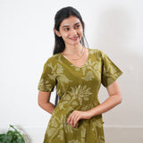 Grass green cotton midi dress