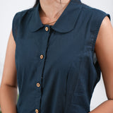 Black cotton shirt dress (attached sleeves)