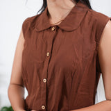 Chocolate brown cotton shirt dress( attached sleeves)