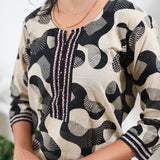 Round neck cotton short kurti - Ivory