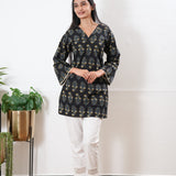 Peplum cotton short kurti - Onyx