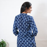 Pintex cotton short kurti - Royal blue