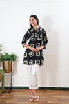 Pintex cotton short kurti - Midnight blue