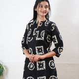 Pintex cotton short kurti - Midnight blue