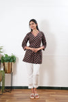 Peplum cotton short kurti - Black and red