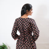 Peplum cotton short kurti - Black and red