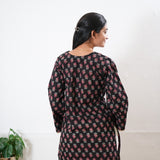 Peplum cotton short kurti - Midnight black
