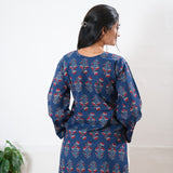 Peplum cotton short kurti - Blue
