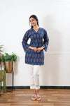 Peplum cotton short kurti - Blue