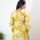 Peplum cotton short kurti - turmeric