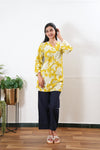 Peplum cotton short kurti - turmeric