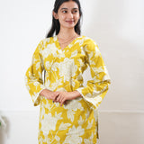 Peplum cotton short kurti - turmeric