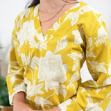 Peplum cotton short kurti - turmeric