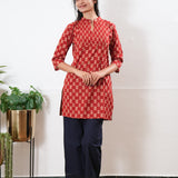 Pintex cotton short kurti - Red lotus