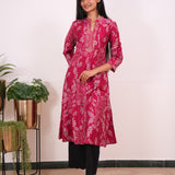 Pink floral mandarin anarkali kurti