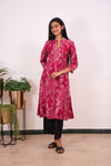 Pink floral mandarin anarkali kurti