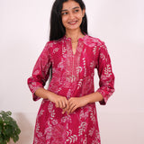 Pink floral mandarin anarkali kurti
