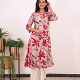 Ruby red mandarin anarkali kurti