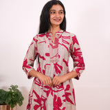 Ruby red mandarin anarkali kurti