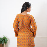 Peplum cotton short kurti - Orange